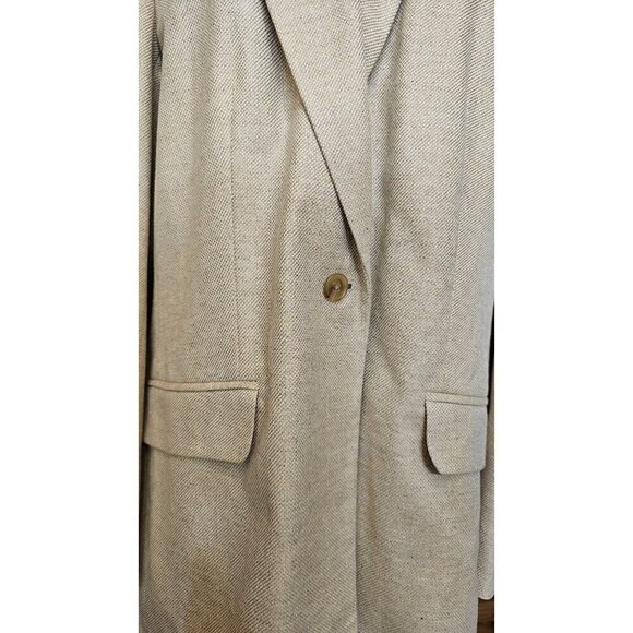 Land's End women's tan wool silk & linen women's blazer jacket size 14 TALL - Picture 8 of 9